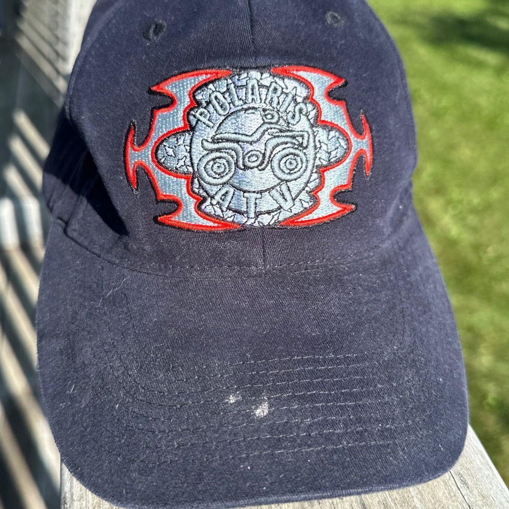 Polaris ATV Embroidered Baseball Cap Navy Blue Cotton Stretch Hat One Size